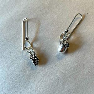 Sterling Silver Acorn and Pinecone Fall Earrings